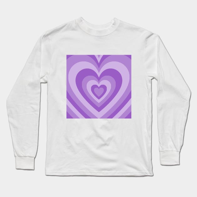 purple retro heart Long Sleeve T-Shirt by queenofhearts